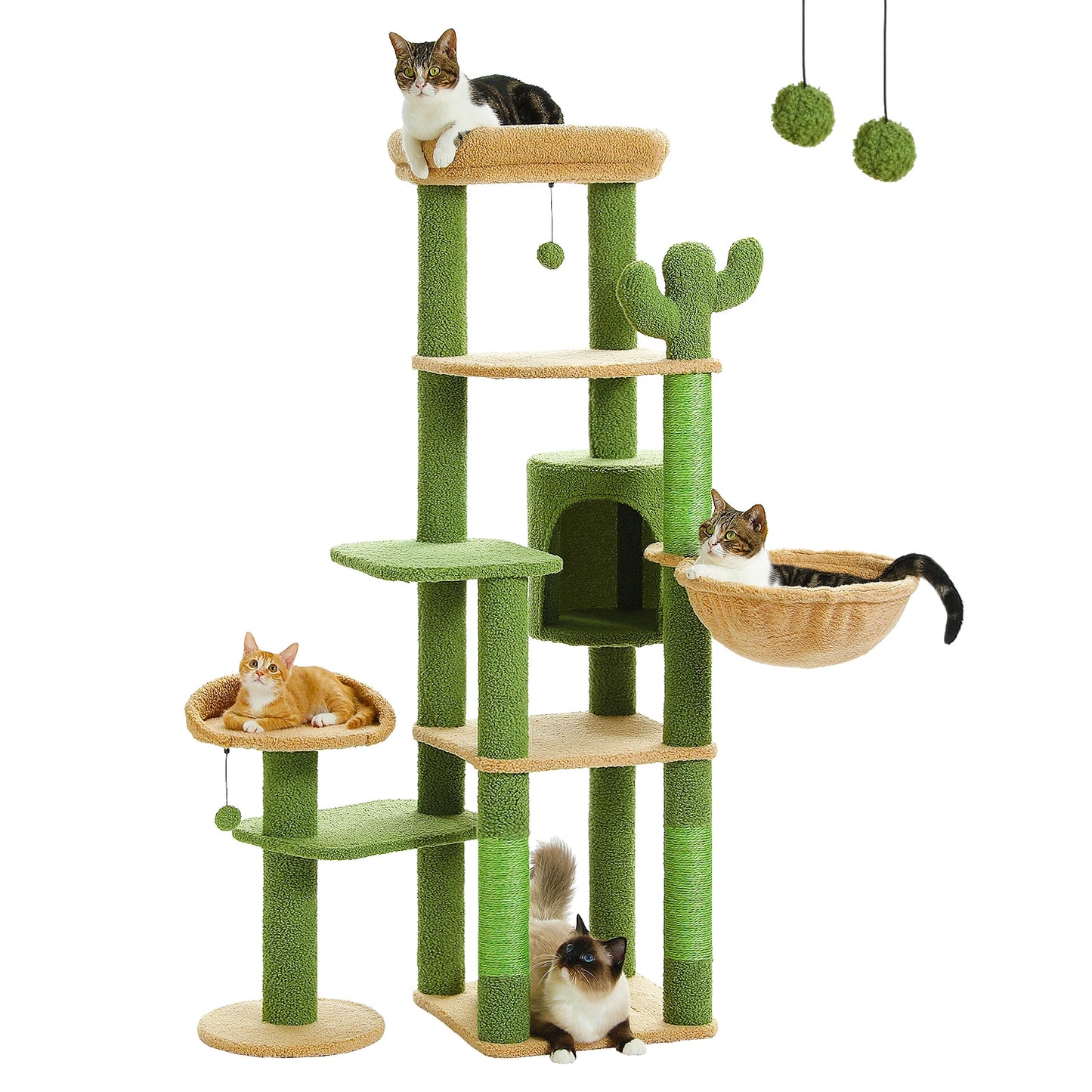 Multi-level cat scratching post cactus model