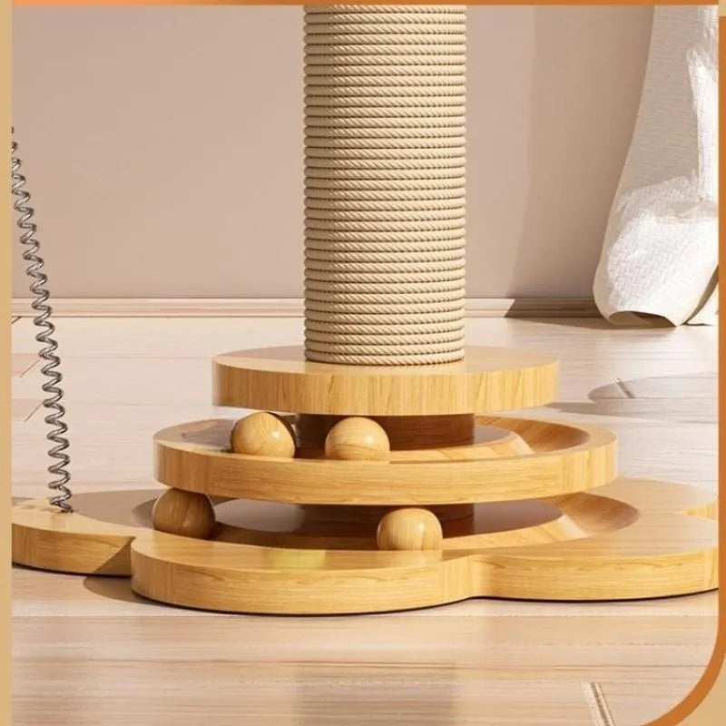 Wooden cat scratching post