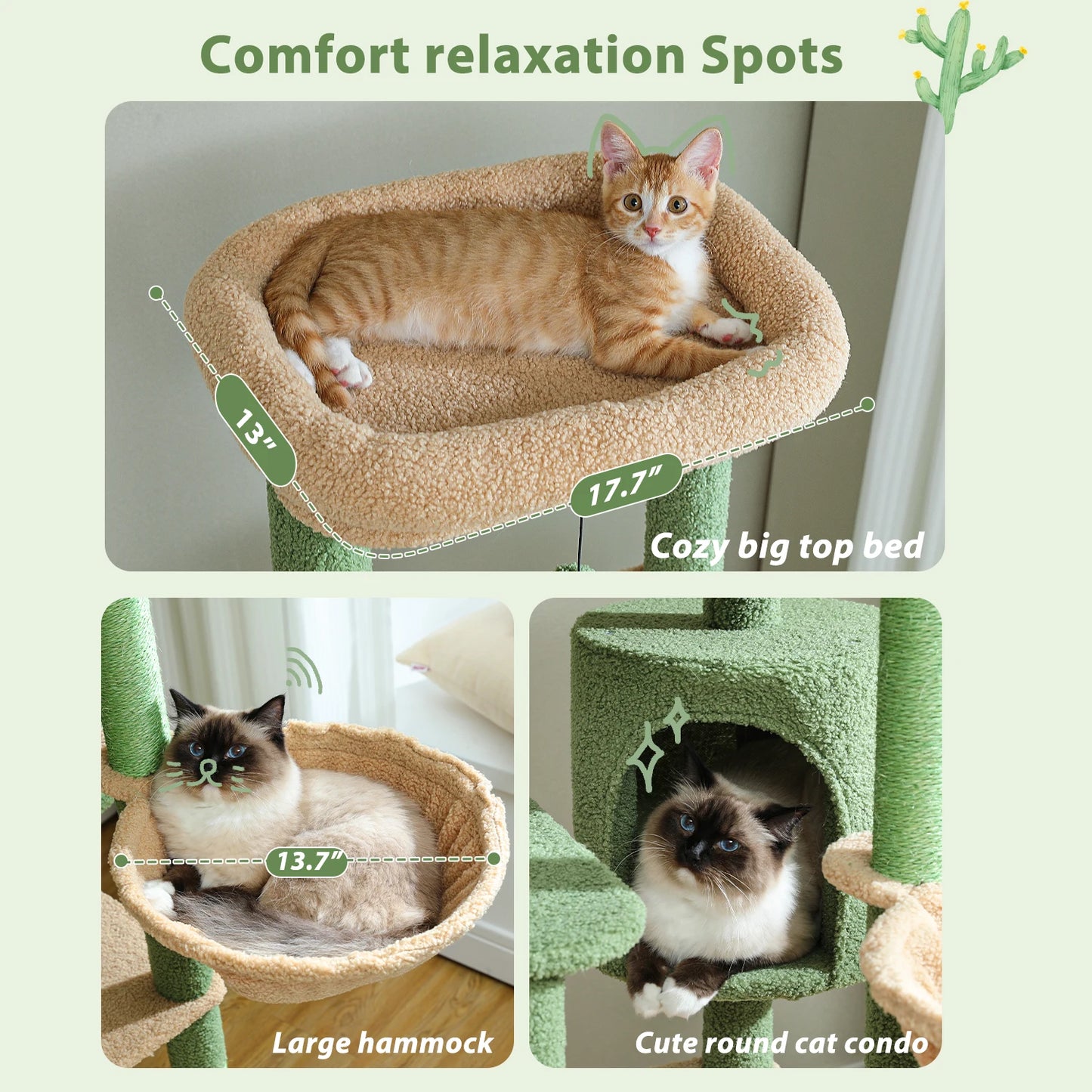 Multi-level cat scratching post cactus model