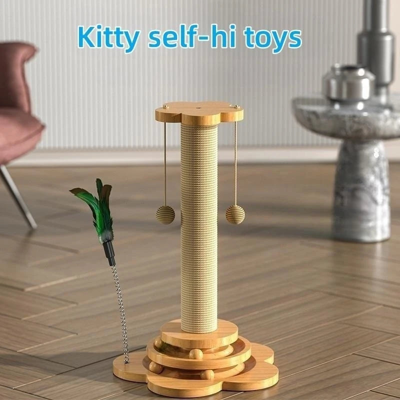 Wooden cat scratching post