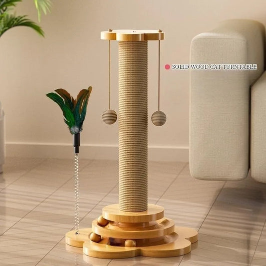 Wooden cat scratching post