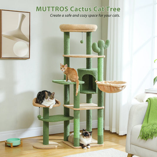 Multi-level cat scratching post cactus model