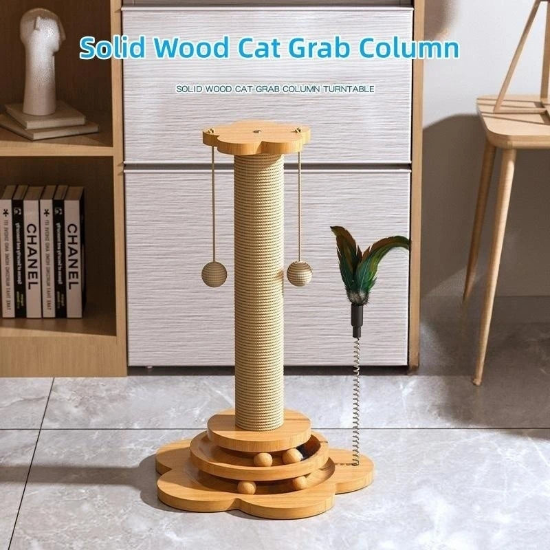 Wooden cat scratching post